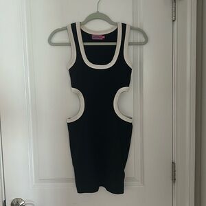 Black and white dress with cutouts on sides